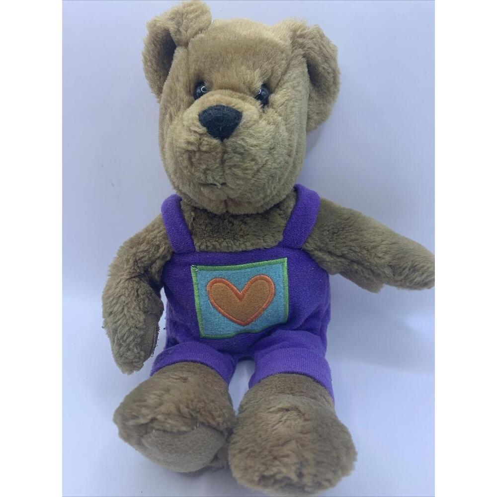 Hallmark Bear Stuffed Animal Brown Overalls Heart Valentines Plush Toy